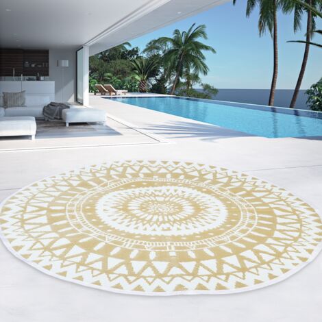 Alfombra de exterior ROUND natural y blanca D.150 CM