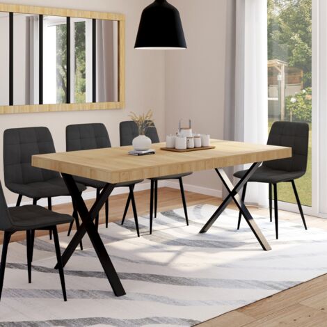 ALMA Mesa de comedor para 6 personas, diseño industrial 160 cm