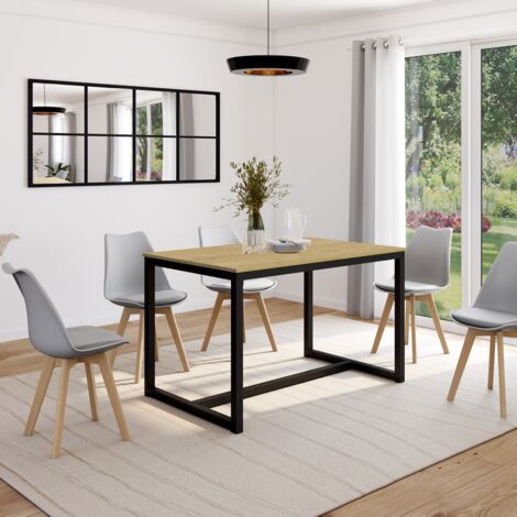 DETROIT Mesa de comedor de diseño industrial para 6 personas 120 cm