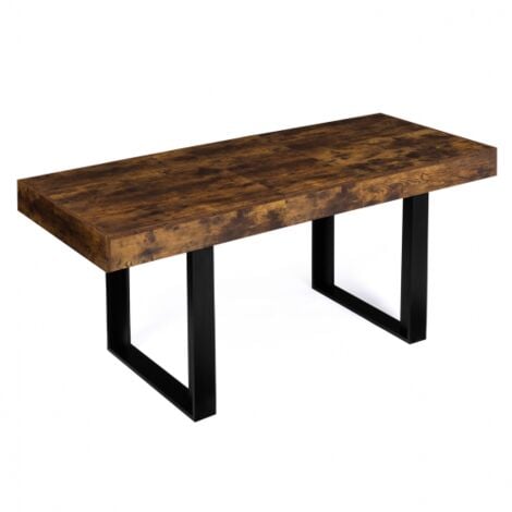 Mesa de comedor extensible PHOENIX 4-8 personas Madera envejecida y negra 160-200 cm
