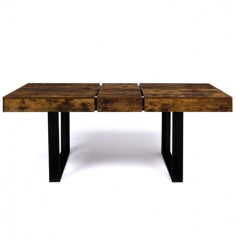 Mesa de comedor extensible PHOENIX 4-8 personas Madera envejecida y negra 160-200 cm