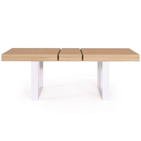 Mesa de comedor extensible PHOENIX 4-8 personas madera y blanco 160-200 cm
