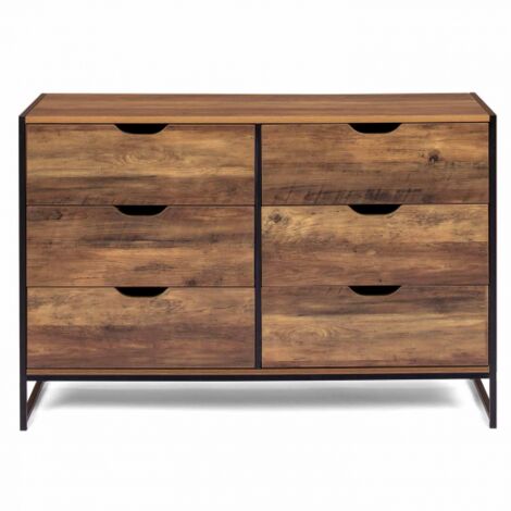 HAWKINS Arcón de 6 cajones 115 cm madera oscura, diseño industrial