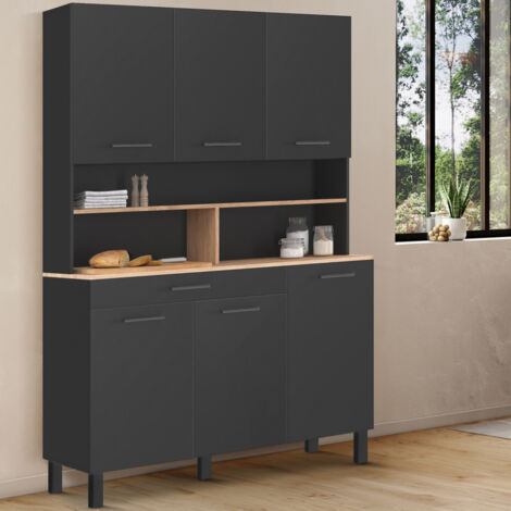 Cajonera de cocina CINA 120 CM con 6 puertas y cajón completo efecto haya