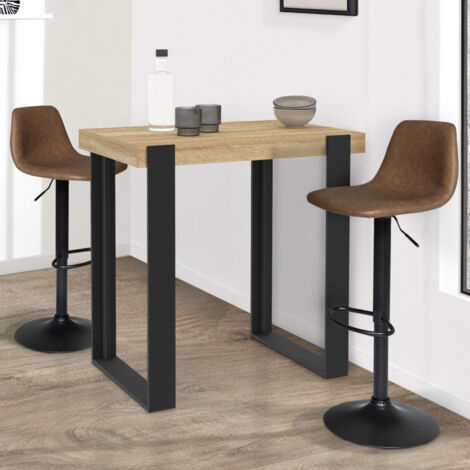 Mesa de bar PHOENIX de madera y negro 113 cm