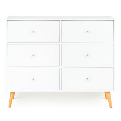 Arcón escandinavo blanco de 6 cajones EMMIE 110 cm
