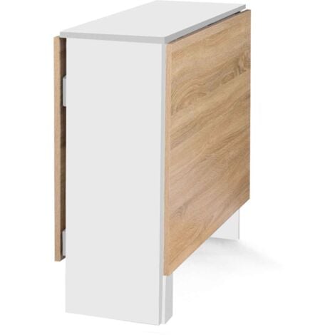 Consola plegable EDI para 2-6 personas con tablero de madera blanca y aspecto de haya 150 x 80 cm