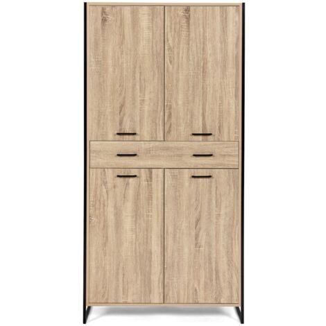 Mueble zapatero LUIS 4 puertas 1 cajón diseño industrial H. 180 cm