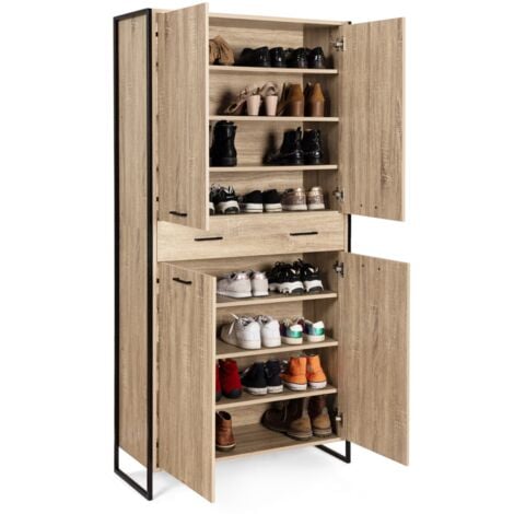 Mueble zapatero LUIS 4 puertas 1 cajón diseño industrial H. 180 cm