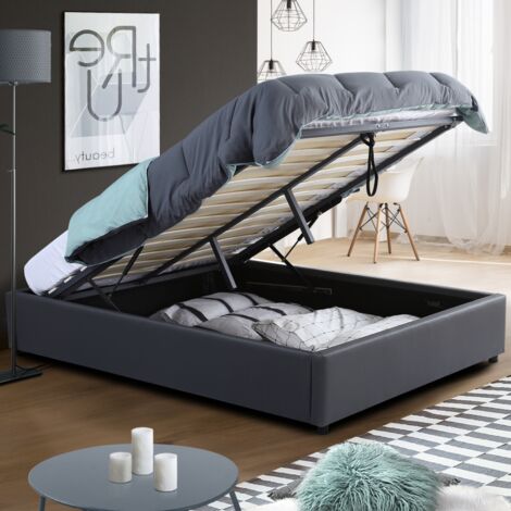 Box cama doble MIAMI con somier 140 x 190 CM PVC gris