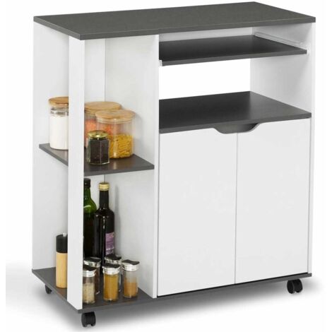 COSI aparador de cocina, madera blanca y encimera gris L.76 CM