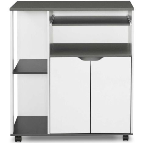 COSI aparador de cocina, madera blanca y encimera gris L.76 CM
