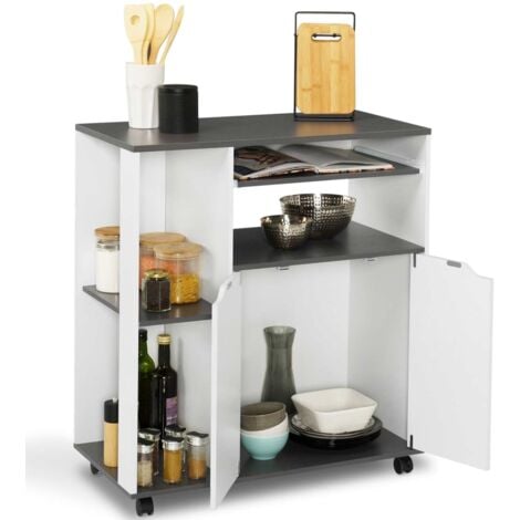 COSI aparador de cocina, madera blanca y encimera gris L.76 CM