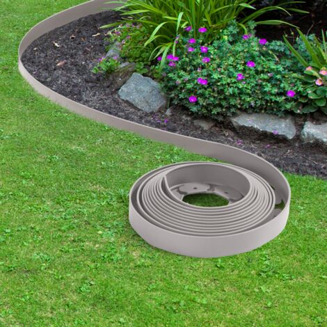 Cordón flexible de jardín 10 M gris de 5 CM de altura + 30 tutores