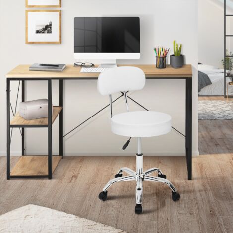Silla de oficina CYRILLE con ruedas y respaldo blanco