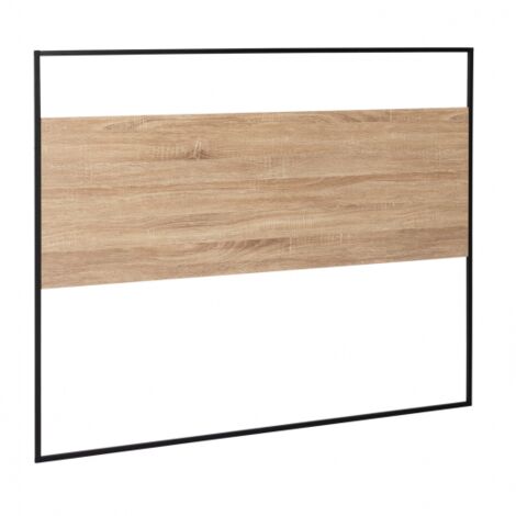 DETROIT Cabecero de 145 cm de diseño industrial de madera y metal negro con fijaciones de pared