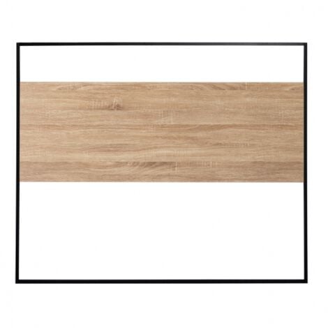 DETROIT Cabecero de 145 cm de diseño industrial de madera y metal negro con fijaciones de pared