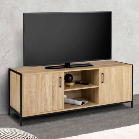 DETROIT Soporte de TV de 2 puertas de diseño industrial 140 cm