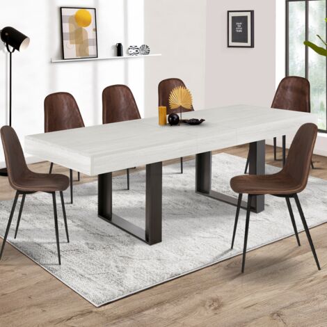 Mesa de comedor extensible PHOENIX 4-8 personas madera gris 160-200 cm