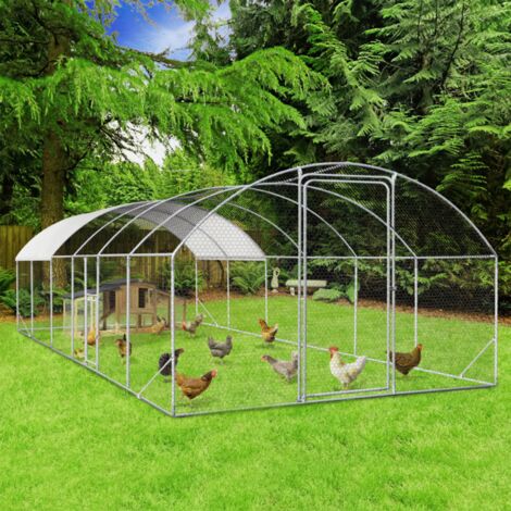 Cúpula gallinero 22,5 m² recinto de malla de alambre 3x7,5 M con puerta lateral