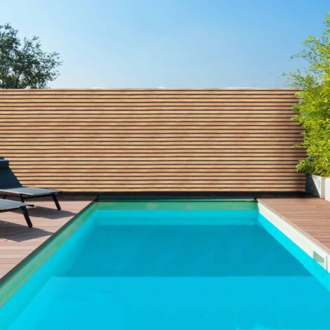 Pantalla opaca 1,5 x 10 M con efecto claustra de madera 160 gr/m²