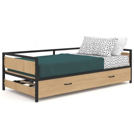 Banco cama 90 x 190 cm DETROIT convertible 180 x 190 cm estilo industrial