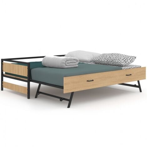 Banco cama 90 x 190 cm DETROIT convertible 180 x 190 cm estilo industrial