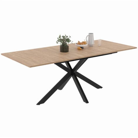 ALIX mesa de comedor extensible 6-10 personas madera y negro 160-200 cm