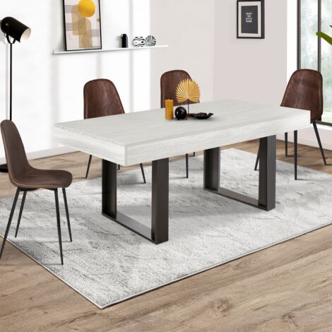 PHOENIX Mesa de comedor 6 personas madera gris 160 cm