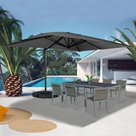 Parasol giratorio 360 CALVI gris 3x4 M con 4 paneles y cubierta