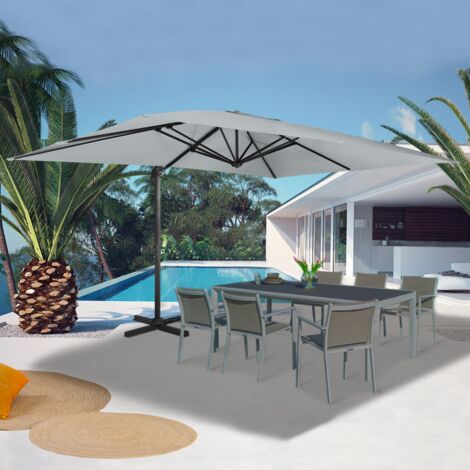 360 CALVI deportado parasol giratorio gris claro 3x4 M con funda