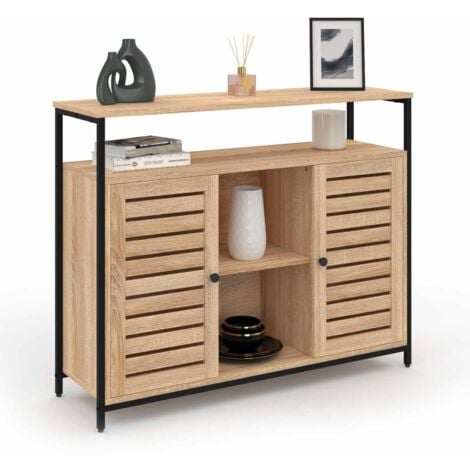 HALIFAX aparador de 2 puertas con lamas de diseño industrial 100 cm