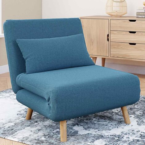 ROMEO sofá cama 1 plaza 80x190 cm tela azul pato