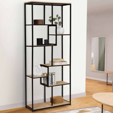 DETROIT estantería asimétrica de 6 niveles de diseño industrial 161 cm