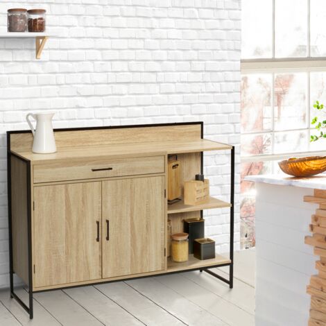 120 cm DETROIT aparador bajo de cocina, encimera H.83 CM, 2 puertas + cajón, diseño industrial