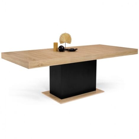 Mesa de comedor extensible EDEN 6-10 personas madera y negro 160-200 cm