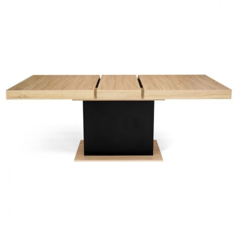 Mesa de comedor extensible EDEN 6-10 personas madera y negro 160-200 cm