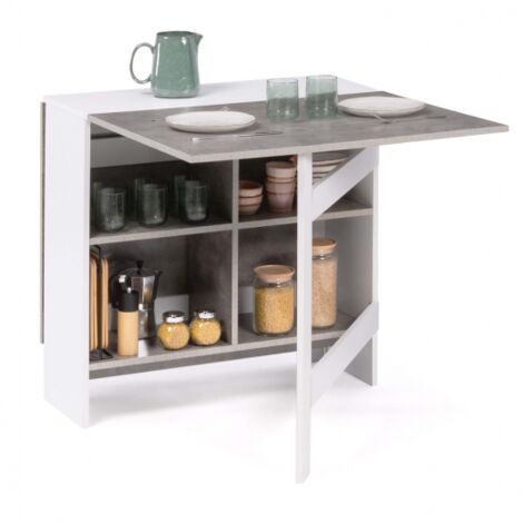 EDI Mesa consola plegable para 2-6 personas con tablero blanco efecto hormigón 150 x 80 cm