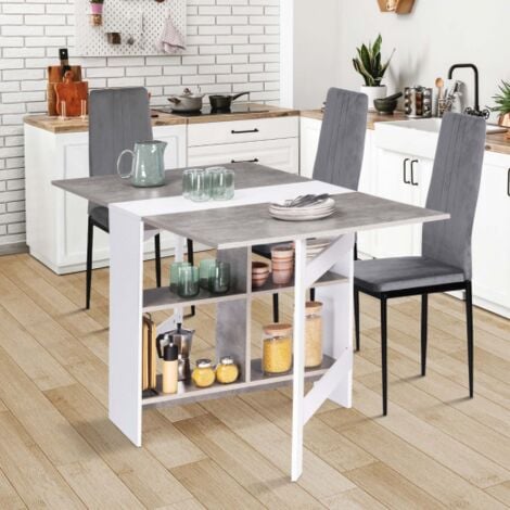 EDI Mesa consola plegable para 2-6 personas con tablero blanco efecto hormigón 150 x 80 cm