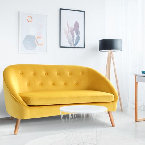 SONIA sofá cama de terciopelo amarillo
