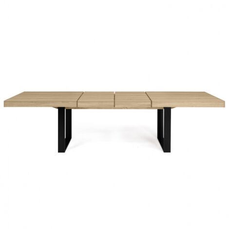 Mesa de comedor extensible PHOENIX 6-12 personas madera y negro 200-300 cm