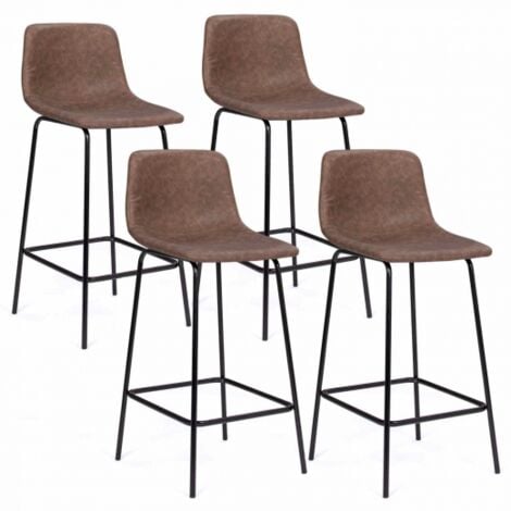 Lote de 4 taburetes de bar vintage marrones SPRING