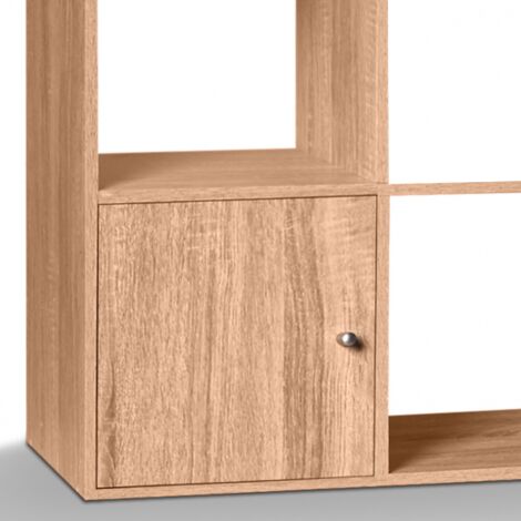Mueble cubo RUDY con 12 compartimentos en madera efecto haya con puertas