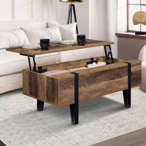 Mesa de centro AUSTRIA con tablero de madera elevable y base de pasador