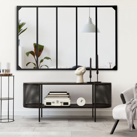 Espejo de cristal de diseño industrial de 5 franjas 140x84 cm