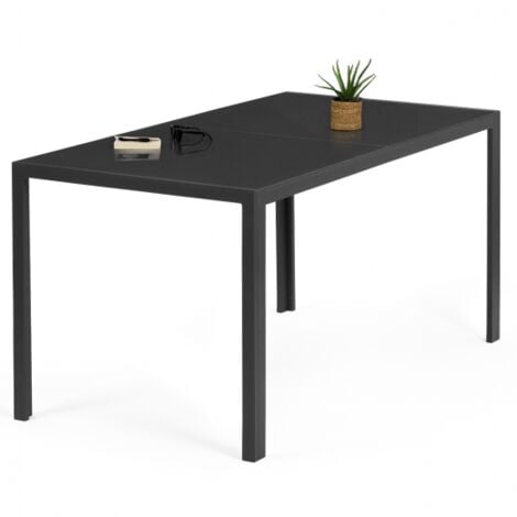 Conjunto de muebles de jardín MADRID mesa 150 CM y 6 sillas apilables gris antracita
