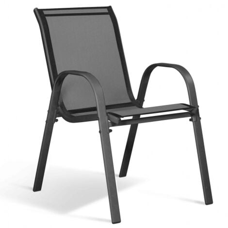 Conjunto de muebles de jardín MADRID mesa 150 CM y 6 sillas apilables gris antracita
