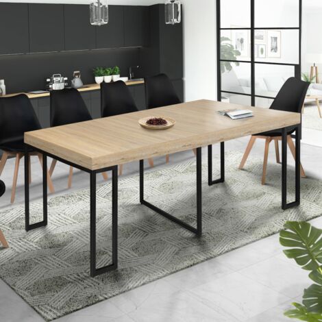 Consola extensible TORONTO, 10 plazas, 235 cm, diseño industrial