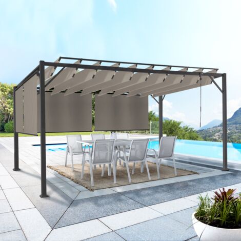 Pérgola LUXE CEFALU 3x4 M lamas orientables y 4 toldos topo