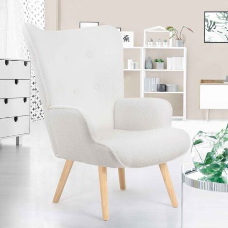 Sillón escandinavo IVAR en tejido bouclette blanco